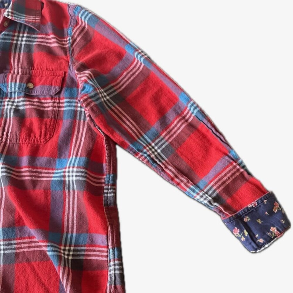 Chaps Denim Plaid Flannel Button Up Shirt Red/Blue/White Size M - Picture 6 of 12